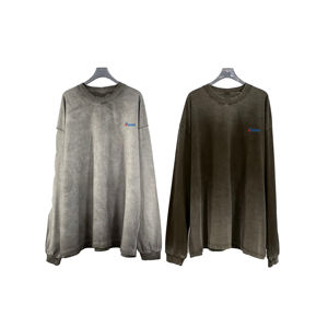 Camiseta de Manga Larga para Hombre, Lavado Ácido, Talla Grande, Algodón Casual, 275GSM, Peso Pesado, Personalizada, Fabricantes Personalizados - Product Image 5