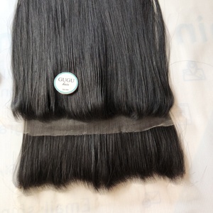 Extensions de cheveux humains vierges vietnamiens Remy lisses, double trame machine, 100g, lots SDD et HD 13x6 pour perruques pour femmes noires - Product Image 6