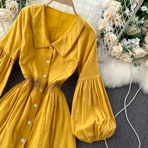 Nouvelle robe longue d'été pour femmes à fleurs à manches longues Robe de fête de plage soleil Robe maxi modeste - Product Image 2