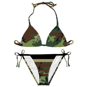 Bikini con Estampado de Camuflaje para Mujer, Traje de Baño de Dos Piezas con Diseño de Camuflaje, Ajuste Elástico, Estilo Veraniego para la Playa - Product Image 1