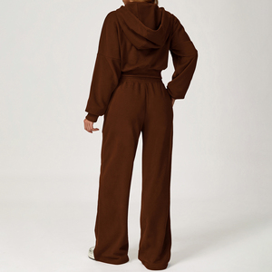 Ensembles de sweats à capuche à manches longues et crop tops pour filles, pantalons de survêtement taille haute avec poches, ensembles d'automne pour femmes, survêtement à capuche - Product Image 2