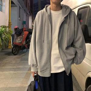 Sweats à capuche décontractés unis surdimensionnés pour hommes Nouveaux sweats à capuche élégants respirants à fermeture éclair pour hommes 2025 Pull décontracté personnalisé 100% coton - Product Image 1