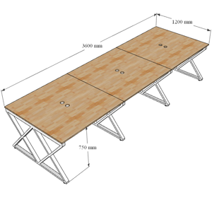 XConcept HBXC009 Mesa Modular de 6 Piezas 120x360cm Madera de Caucho Diseño Contemporáneo Minimalista Muebles de Oficina Madera Melamina Metal - Product Image 5