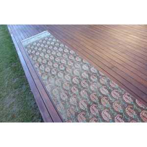 พรมตุรกี, พรมวินเทจขนาด 2.7x12.8 ฟุต, พรมขนสัตว์สีน้ำเงินไล่เฉด - Product Image 3