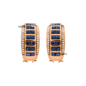Precious Natural Blue Sapphire Gemstone 925 <b>Solid</b> Sterling <b>Silver</b> Handmade Vintage for Certified Bezel Setting Women <b>Earrings</b> - Product Image 3