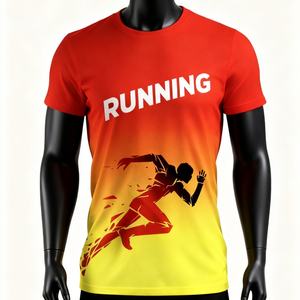 T-shirts de course à pied de marathon en gros, impression intégrale, personnalisés, 100% polyester, sublimation, impression 3D, séchage rapide, pour hommes - Product Image 1