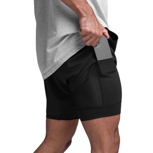 Venta al por mayor de compresión de sudor personalizado 2 en 1 de diseño de impresión de nailon Fitness Boxer gimnasio entrenamiento deporte Cargo pantalones cortos para correr DDP envío - Product Image 4