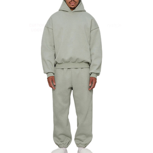 Ensemble de survêtement en coton de haute qualité personnalisé pour homme, comprenant un sweat à capuche oversize et un pantalon de jogging, effet délavé à l'acide, ensemble 2 pièces - Product Image 3