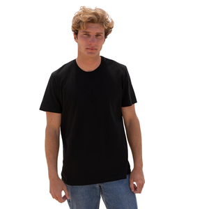 Men <b>Black</b> Heavyweight Crew Neck <b>T</b> <b>Shirt</b> 100% Luxury Organic Cotton Pre Shrunk GOTS Certified Premium Durable Classic Fit Tee - Product Image 4