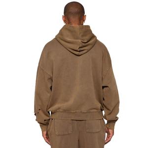 Sudadera con Capucha Extra Grande para Hombre, Color Marrón Jaspeado, de Forro Polar, Transpirable, de Secado Rápido, de Algodón/Poliéster, con Detalles Desgastados, Venta Caliente de Invierno - Product Image 2