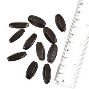 Bulk Black Hand Painted Rice Grain Long Oval Shaped Loose Glass Jewelry Making <b>Beads</b> (12 in Pack) 23.40 mm NGB-E67 - Product Image 1