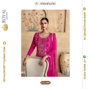 Lancement d'un nouveau Designer exclusif Premium Chinon Silk Heavy Festival Wear Sharara Suit Collections Wholesale By Royal Export - Product Image 6