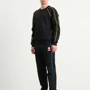 Sudadera Deportiva de Algodón Grueso para Otoño, Corte Holgado, Cuello Redondo, Tejido de Punto, Diseño de Parches, Estampado Digital, Ribete Blanco, Ako - Product Image 4