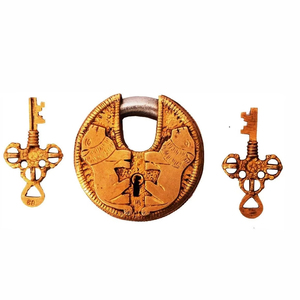 High Quality Safety Brass Keyed <b>Padlock</b> Brass <b>Padlock</b> - Lock with Keys - Working Functional - Brass Made Lion <b>Padlock</b> Golden - Product Image 1