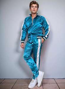 Chándal de satén de nailon de alta calidad para hombres, chándal de invierno al aire libre con capucha más vendido con cremallera, diseño de patrón sólido - Product Image 4