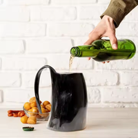 Chope Battle Brew en corne véritable écologique avec logo personnalisable pour les fêtes, design classique fait à la main par Crescent Crafts