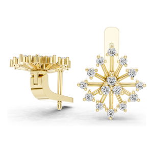 Boucles d'oreilles flocon de neige en diamant de laboratoire 0,546 CT, taille brillant rond, or 18 carats, 14 carats, 10 carats et argent 925, or rose, or jaune, or blanc - Product Image 6
