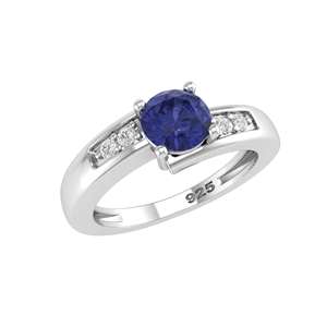 Anello con Tanzanite Naturale Taglio Rotondo 4.5mm e Topazio Bianco, Gioiello di Moda - Product Image 3