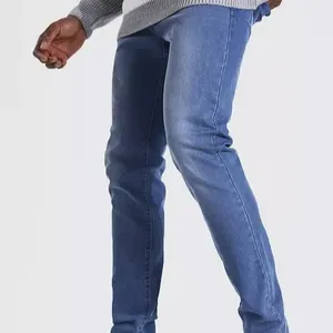 100% Hoge Kwaliteit Mannen Aangepaste Jeans Mannen Mannen Gewassen Denim Broek Trendy Effen Denim Straight Jean Heren