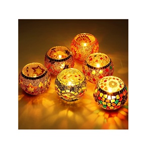 Bougeoir en mosaïque de verre de style européen à la mode multicolore de luxe - Product Image 1
