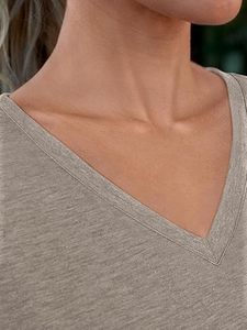 เสื้อยืดคอวีแบบใหม่ ผ้าฝ้าย 100% ระบายอากาศได้ดี แห้งเร็ว แขนสั้น สไตล์ลำลอง สตรีทแวร์ ผ้าอ็อกซ์ฟอร์ด เป็นมิตรกับสิ่งแวดล้อม - Product Image 3