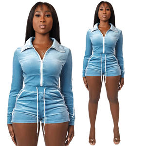 Conjunto Deportivo de 2 Piezas para Mujer, Invierno, Casual, Color Sólido, Personalizable, Estilo Urbano, Felpa de Algodón, Estampado, Bordado, Transpirable, Secado Rápido - Product Image 3