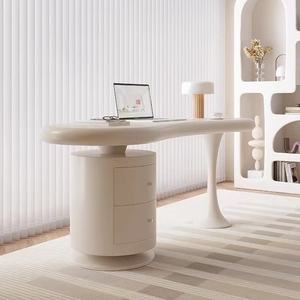 Luxury Modern White and Gold Executive Office Desk Storage Drawer Ergonomic Boss CEO <b>Computer</b> <b>Table</b> Furniture - Product Image 2