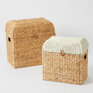 Vente en gros de coffre de rangement en jacinthe d'eau naturelle avec couvercle pour l'organisation de la chambre de bébé panier de rangement de jouets pour enfants - Product Image 5