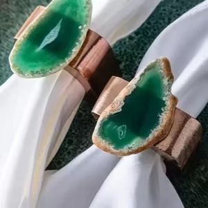 Elegant design resin napkin <b>rings</b> <b>for</b> formal events with floral artisan style and luxurious carved details - Product Image 6