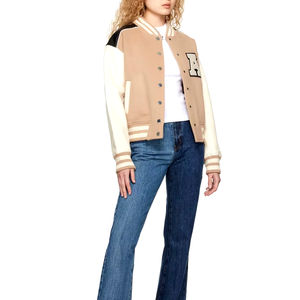 Veste Letterman en polyester à manches longues en laine pour femmes de qualité supérieure veste tricotée brodée de conception de baseball matelassée - Product Image 4
