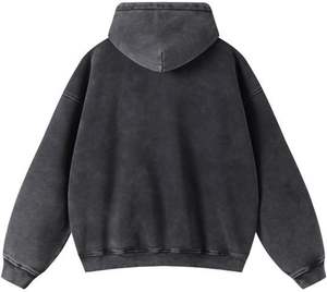 Sweat à capuche zippé en molleton pour homme, coupe classique, délavé à l'acide, streetwear, avec poches, hiver, 100% coton, manches longues, taille XL - Product Image 2