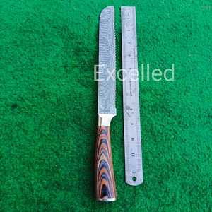 Couteau à pain de chef damas 356 couches dernier modèle fait main avec manche en bois Pakka couteau de cuisine affûté et durable - Product Image 6