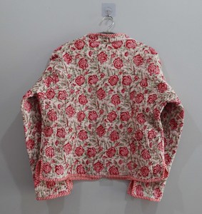 Chaqueta corta de algodón con estampado floral | Chaqueta acolchada estampada | Chaqueta de otoño invierno de estilo bohemio - Product Image 2