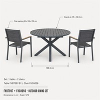 Ensemble de salle à manger extérieur moderne en aluminium extensible 5 pièces avec 4 sièges en tissu Teslin, durable et imperméable pour jardin, patio, bord de piscine, hôtel