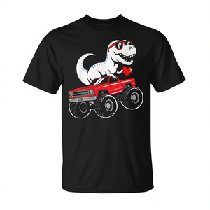 Camiseta para niños pequeños con diseño de T Rex Riding Monster Truck para el día de San Valentín - Product Image 2