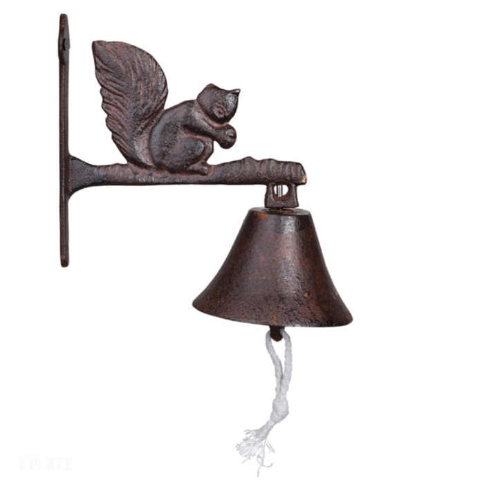Rustic Cast iron doorbell with squirrel Decorative garden Farm bell Hanging doorbell Home decor