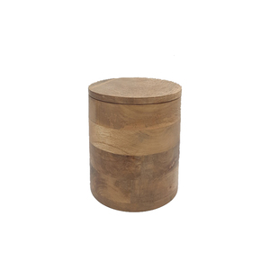 Caja de almacenamiento de madera redonda de diseño Premium con tapa Órgano de acabado natural moderno para utensilios de cocina Almacenamiento de alimentos de mesa - Product Image 3