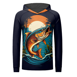 Camisas de pesca de manga larga con capucha para hombre hechas a medida de alta calidad OEM personalizado para hombre de manga larga con protección UV sudaderas con capucha de pesca - Product Image 2