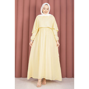 Robe d'été au col cape en crochet, taille élastique, respirante et élégante pour club ou quotidien, jaune, taille unique - Product Image 6