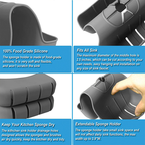 Lavabo décoratif en silicone pour la <span class=keywords><strong>vaisselle</strong></span>, <span class=keywords><strong>porte</strong></span>-éponge suspendu pour savon de cuisine - Product Image 6