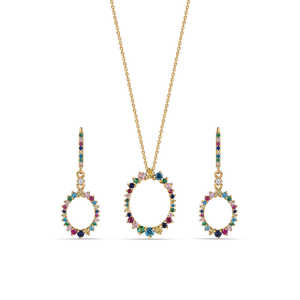 สีของความรักชุดเครื่องประดับที่ดีชุบทองอินเทรนด์พลอยเทียมเพชรมุกสำหรับผู้หญิงที่สมบูรณ์แบบงานแต่งงานของขวัญหมั้น - Product Image 3