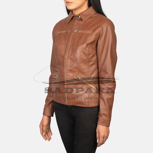 Vestes classiques pour femmes légères à manches longues en cuir de vachette élégant moto revers veste à la mode manteau d'hiver - Product Image 1