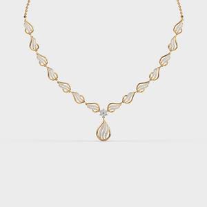 Collier en or blanc et rose 18 carats avec diamant brillant cultivé en laboratoire certifié IGI, design flamme, pour femmes, bijoux fins de luxe - Product Image 1