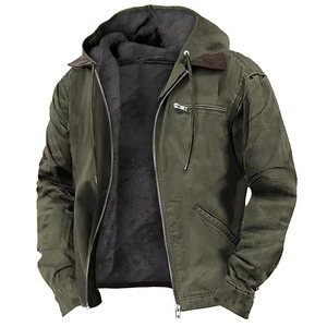 Chaqueta de Invierno para Hombre, Informal, con Capucha, Cierre de Cremallera, 100% Algodón, Anti-Pilling, Estampado en Serigrafía, Cálida, con Múltiples Bolsillos, para Exteriores - Product Image 2