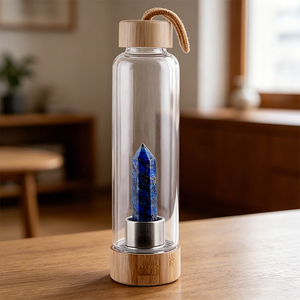 Premium Crystal Crafts Custom Logo Water Bottle Healing Energy Stainless Steel Bamboo Glass <strong>Elixir</strong> Bottle - Product Image 6
