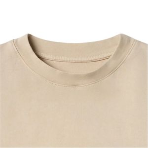 เสื้อยืดผ้าฝ้ายออร์แกนิกสำหรับผู้ชายเสื้อยืดวินเทจสองชั้นแบบปะต่อผ้าตัดและเย็บแบบโอเวอร์ไซส์ออกแบบโลโก้ได้ตามต้องการ - Product Image 3