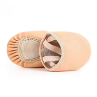 Vente en gros US En stock Gymnastique rythmique pour femmes Ballet souple Chaussures de danse Demi-semelle Bande élastique tournant Cuir véritable Coton