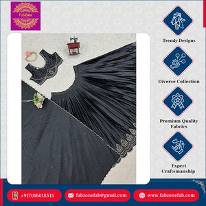 Ensemble Lehenga Choli Dupatta de créateur de luxe en satin de soie avec miroir Vêtements indiens traditionnels pour occasions spéciales - Product Image 3