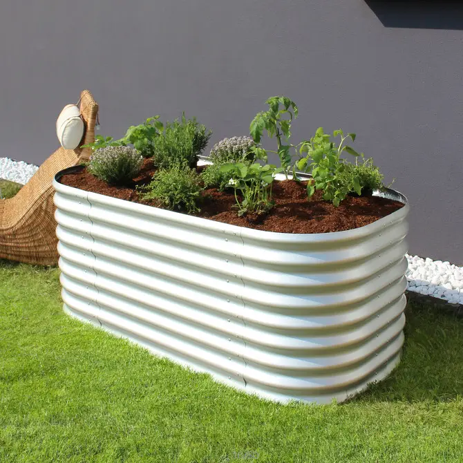 Metallo rialzato letto da giardino per ortaggi, fiori, erbe alto in acciaio grande scatola fioriera OEM esterno ODM Design decorativo zincato