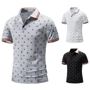 2024 nuevas camisas de solapa para hombres, cuello vuelto de negocios, manga corta, estampado, ajustado, camisa de reunión Formal diaria para exteriores - Product Image 6